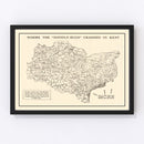 Vintage World War II Map of Doodle Bugs In Kent 1944