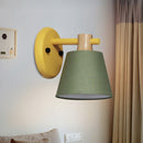 GobekUsa Rotatable Nordic Bucket Wall Lamp - 1 Light Fabric Lighting for Child's Bedroom or Stairwell