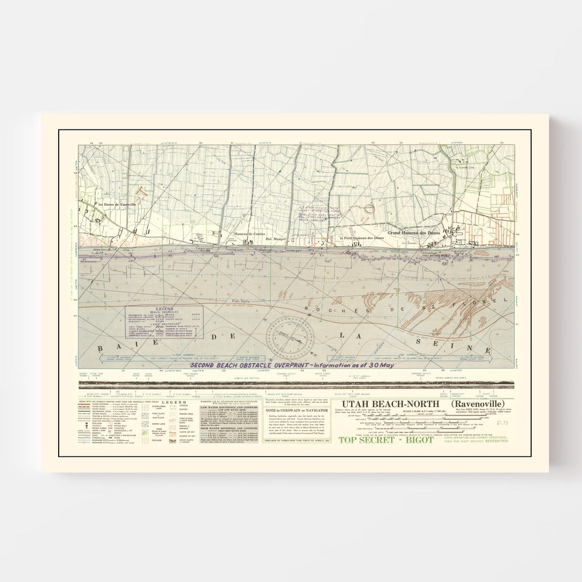 Vintage Utah Beach D-Day Map 1944, photo 4 of 5