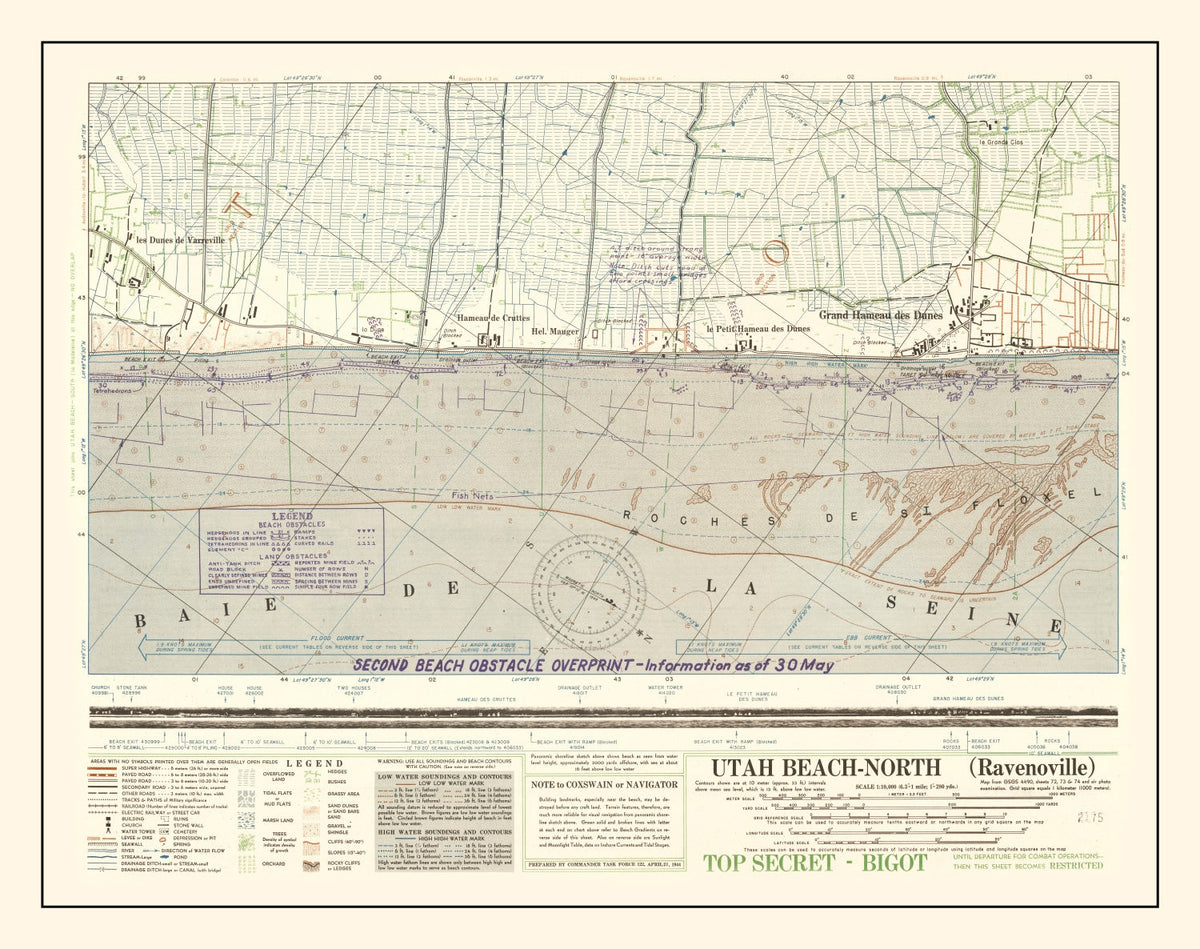 Vintage Utah Beach D-Day Map 1944, photo 5 of 5