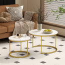 Nesting Coffee Table Set of 2 with Marble Pattern Tops