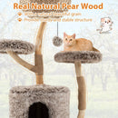Wood Cat Tree Solid Pear Cat Tree with Perch and Sisal Scratching Posts-Brown by LJGDeals