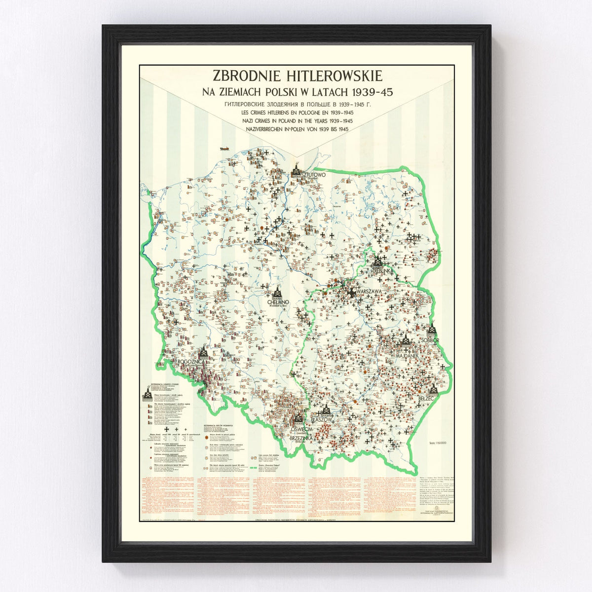 Vintage Polish Holocaust Map 1971