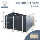 Outdoor Storage Shed Metal Garage Shed For Car, Bike, Lawnmower Backyard Tool House Building 2 Doors And 4 Vents - Black by HouseOfZazla