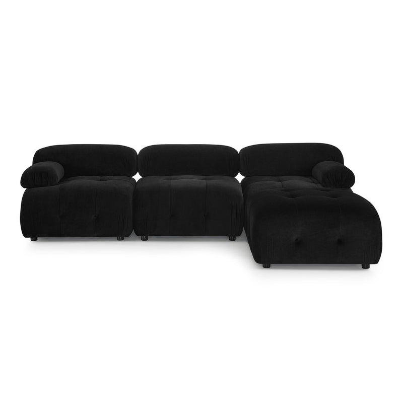 Walker Edison | Black Velvet Cloud Modular Sectional Couch w Ottoman