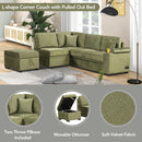 87.4" Sleeper Sofa Bed,2 in 1 Pull Out sofa bed L Shape Couch with Storage Ottoman for Living Room,Bedroom Couch and Small Apartment, Green