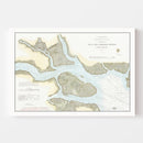 Vintage Entrance To Bull & Combahee Rivers Map 1871