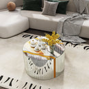 White Marble Pattern Round Coffee Table