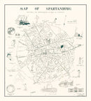 Vintage Map of Spartanburg, South Carolina 1939