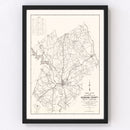 Vintage Map of Kershaw County, South Carolina 1938