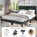 Queen Size Upholstered Bed Frame Linen Platform Bed-Dark Gray by LJGDeals