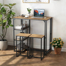 3-Piece Bar Table Set for 2 Bar-Height Dining Table with 2 Stools-Rustic Brown by LJGDeals