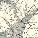 Vintage Hartwell Dam & Reservoir Map 1964