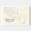 Vintage Fishermans Map of Santee Cooper Reservoir 1944