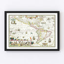 Vintage Map of America 1606