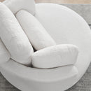 39" W Oversized Swivel Chair with moon storage ottoman for Living Room, Modern Accent Round Loveseat Circle Swivel Barrel Chairs for Bedroom Cuddle Sofa Chair Lounger Armchair, 4 Pillows, Teddy Fabric