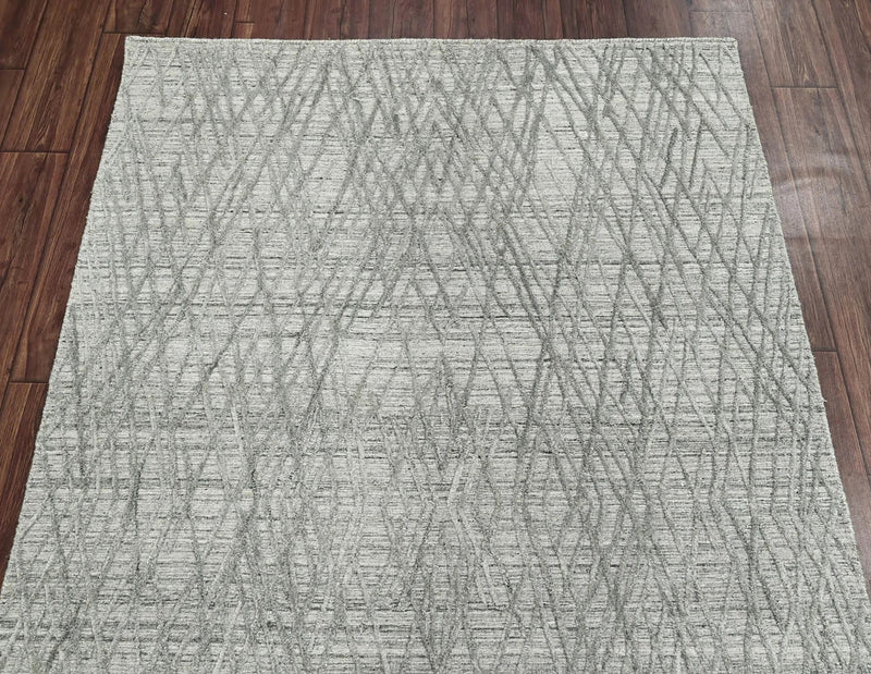 4x6 Gray LoomBloom Hand Knotted Modern & Contemporary Textured Tibetan 100% Wool Oriental Area Rug