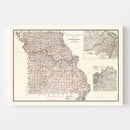 Vintage Map of Missouri 1911