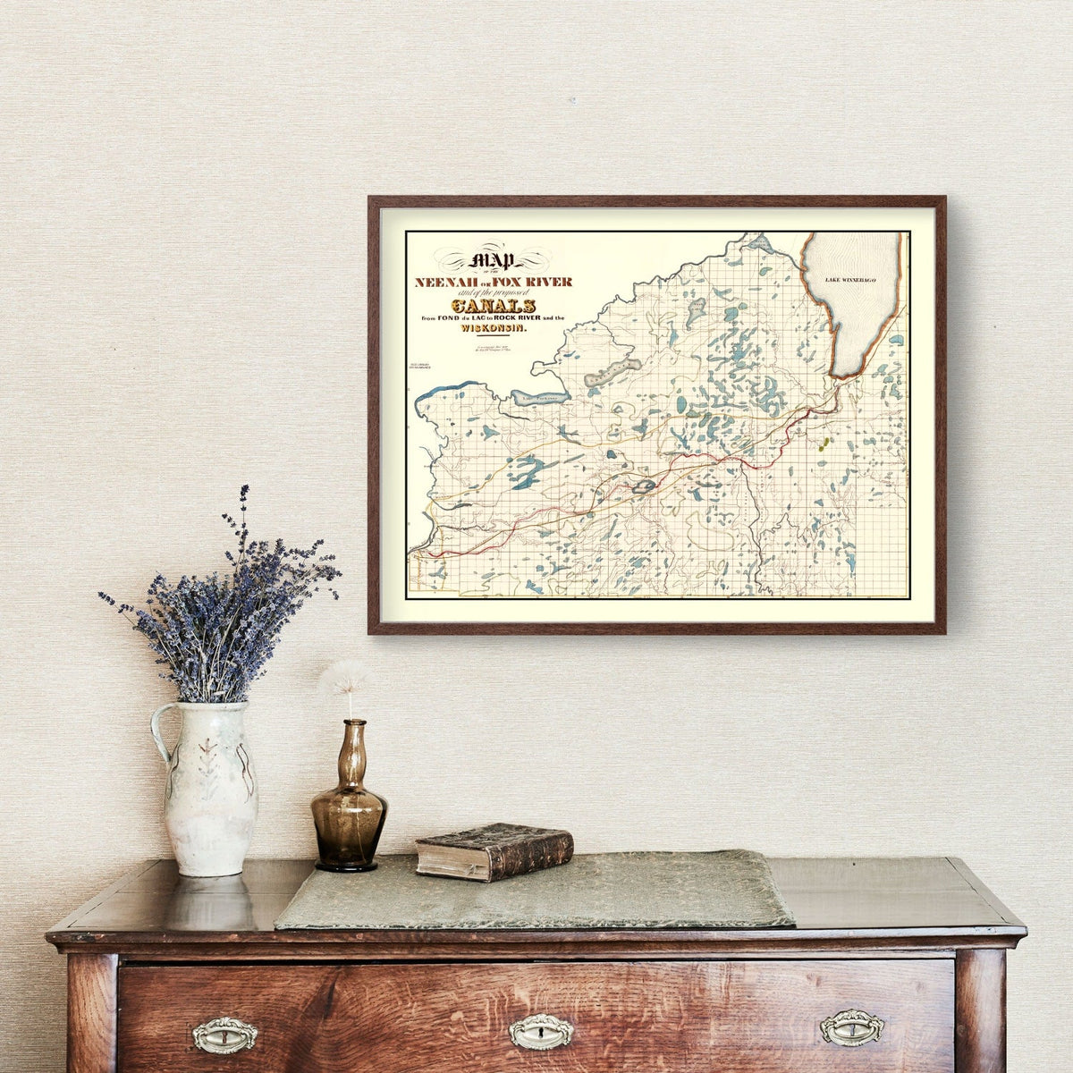 Vintage Fox River, WI Map 1839, photo 3 of 5