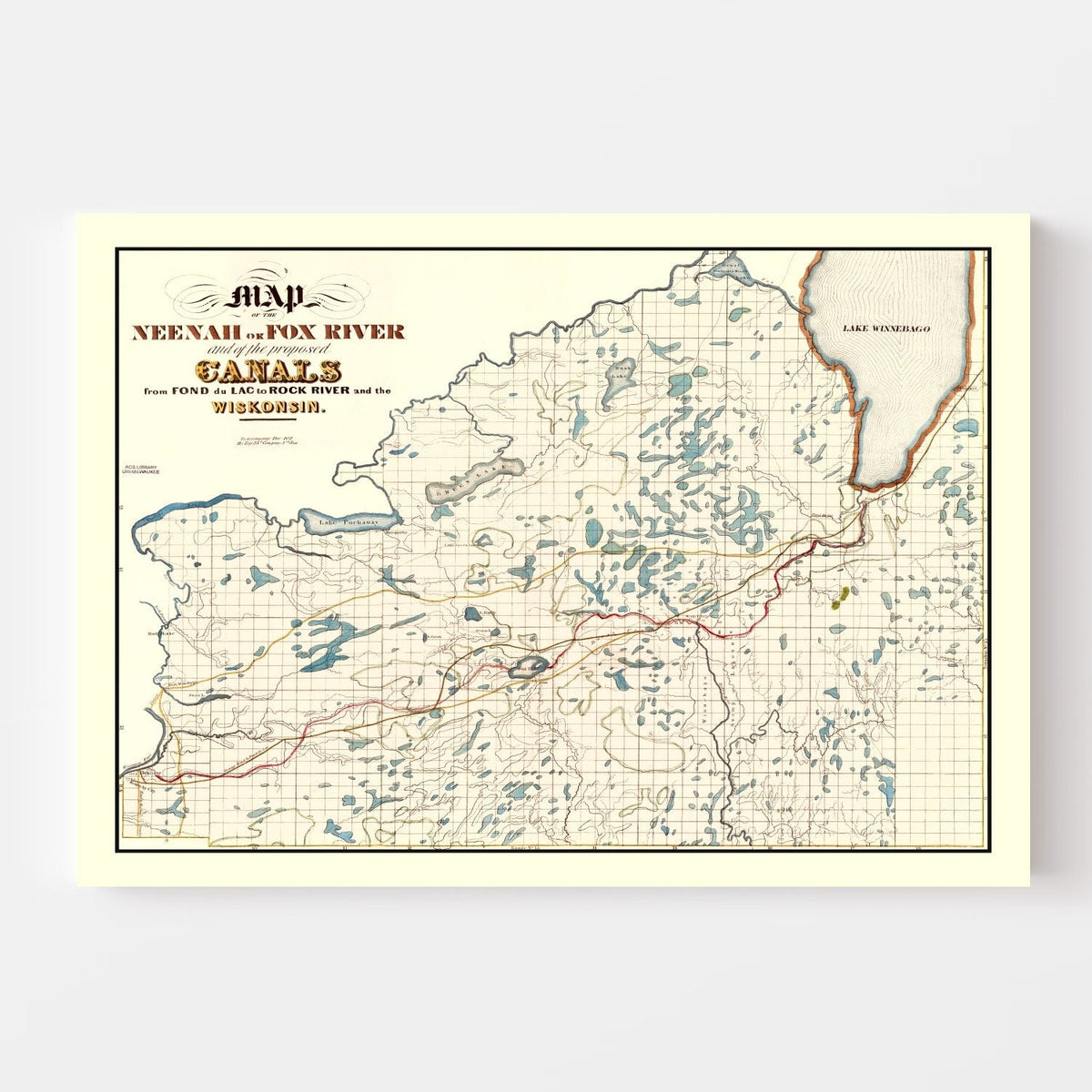 Vintage Fox River, WI Map 1839, photo 4 of 5