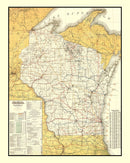Vintage Railroad Map of Wisconsin 1908