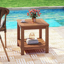 2-Tier Outdoor Side Table with Storage Shelf for Patio by LJGDeals