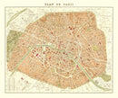 Vintage Map of Paris, France 1893