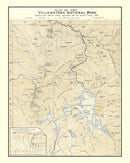 Vintage Yellowstone National Park Map 1882