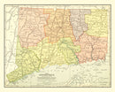 Vintage Map of Connecticut 1900