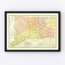 Vintage Map of Connecticut 1900