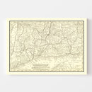 Vintage Map of Connecticut 1898