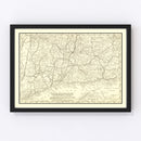 Vintage Map of Connecticut 1898