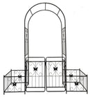 Metal Garden Arch With Gate High Climbing Plants Support Rose Arch Outdoor - Black by HouseOfZazla