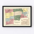 Vintage Map of Wethersfield, Connecticut 1869