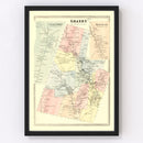 Vintage Map of Granby, Connecticut 1869