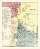 Vintage Map of Bristol, Connecticut 1869
