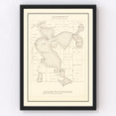 Vintage Map of Town of Tolland, Connecticut 1869