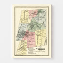 Vintage Map of Town of Vernon, Connecticut 1869