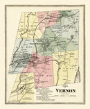 Vintage Map of Town of Vernon, Connecticut 1869