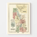 Vintage Map of Town of Hebron, Connecticut 1869