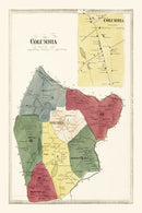 Vintage Map of Columbia, Connecticut 1869