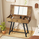 Vanity Desk with Flip Top Mirror Makeup Dressing Table-Rustic Brown by LJGDeals