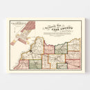 Vintage Map of Cass County, Illinois 1874
