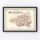 Vintage Map of Delaware County, Pennsylvania 1875