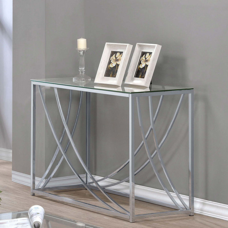 Lille Glass Top Entryway Console Table Accents Chrome, photo 2 of 6