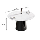 53.15" Modern Artificial Stone Round Carbon Steel Base Dining Table, Can Accommodate 6 People - White / Black by HouseOfZazla