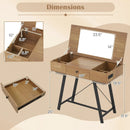 Vanity Desk with Flip Top Mirror Makeup Dressing Table-Rustic Brown by LJGDeals