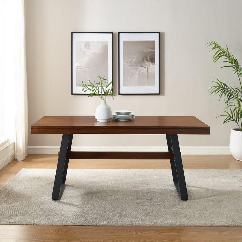 Brickell Modern Industrial Bridge-Leg Dining Table & Desk