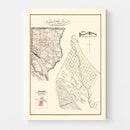Vintage Map of Prairie and Rocher, Illinois 1875