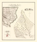 Vintage Map of Prairie and Rocher, Illinois 1875